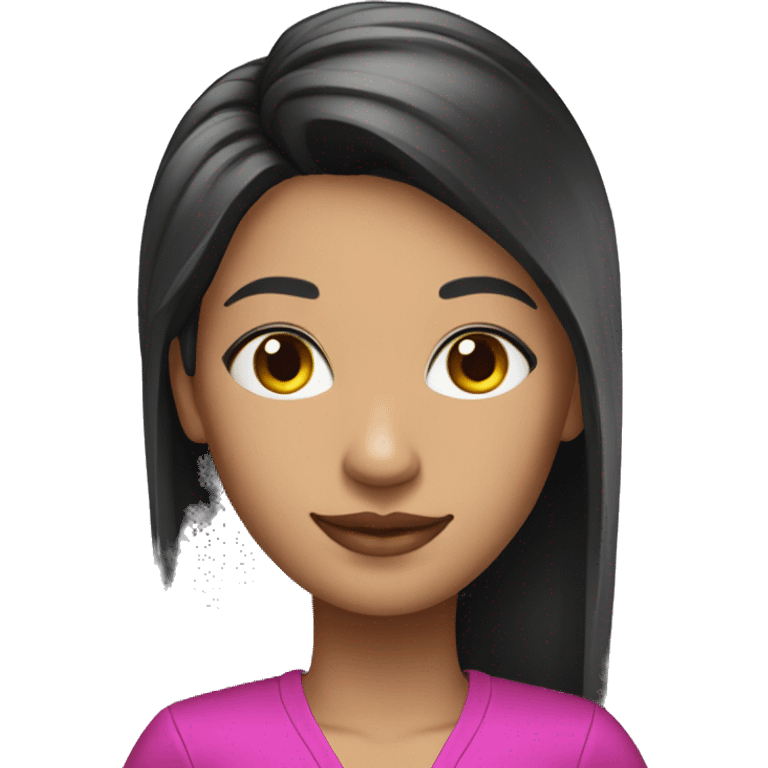 casino cashier with long, straight black and fuchsia hair emoji