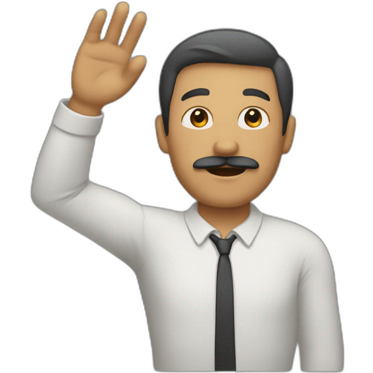 man with mustache and only his right arm and flat hand in the air emoji