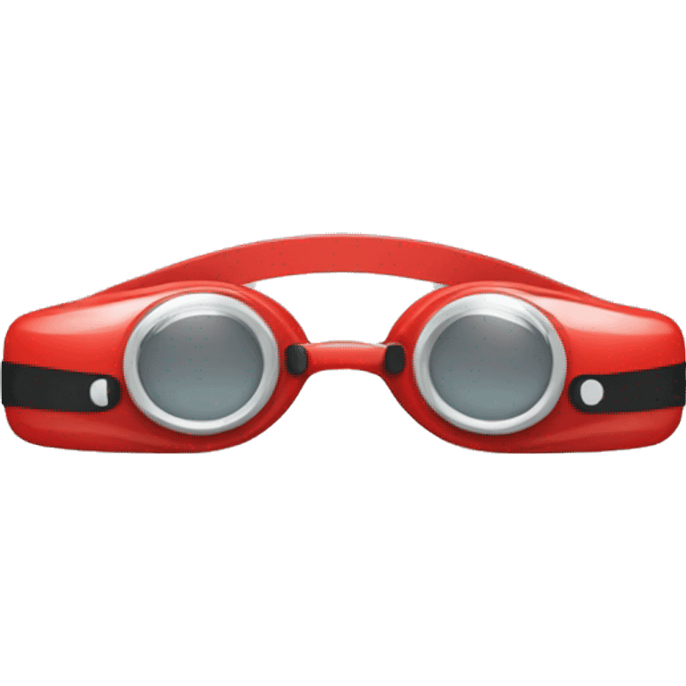 swimming goggles with red frame，cat-eye or spindle-like form emoji