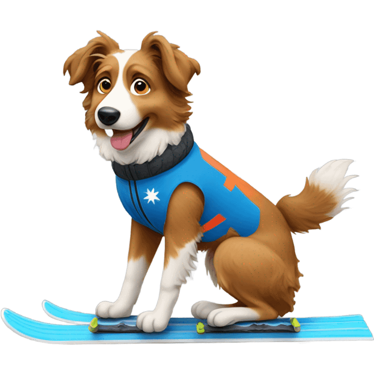 Aussie shepherd dog skiing emoji