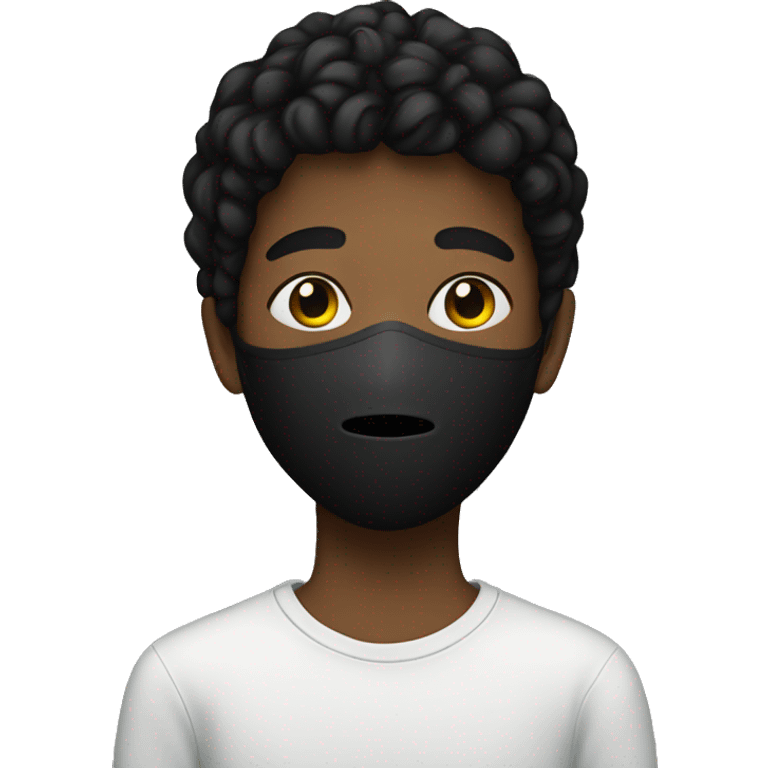 Teenager with blac mask emoji