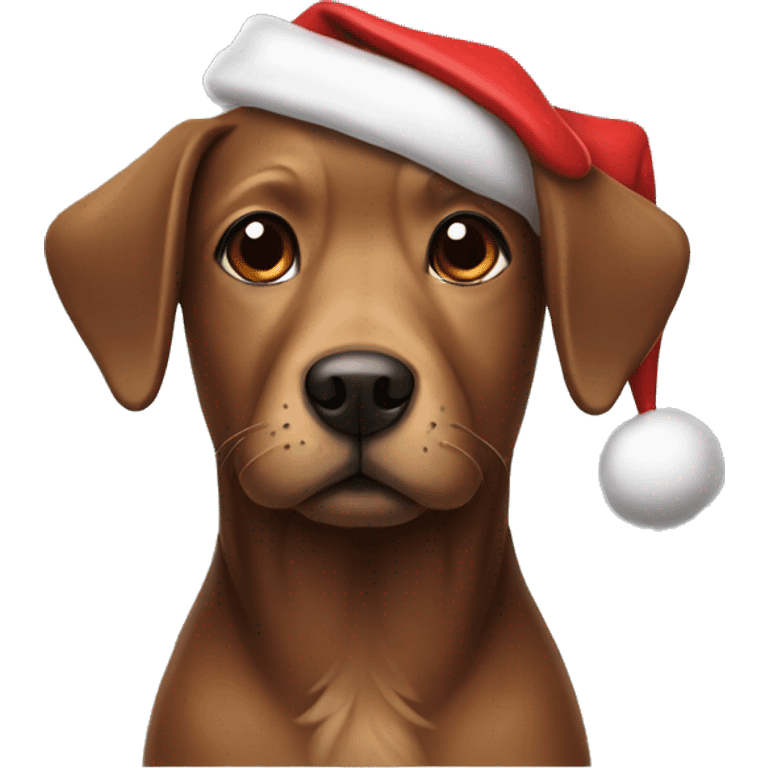 Brown dog with Santa hat emoji