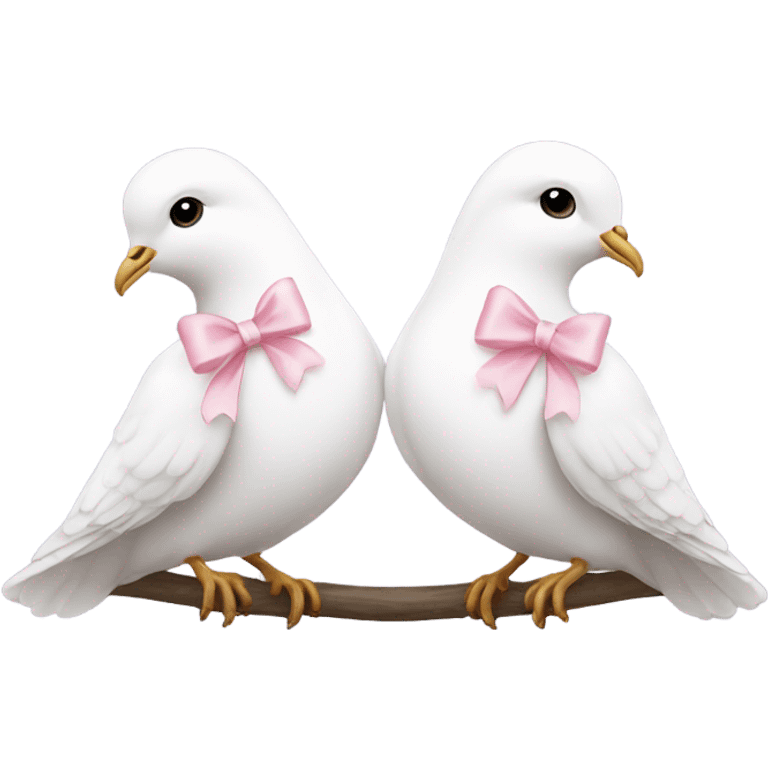 Two White doves with light pink bows around their necks emoji