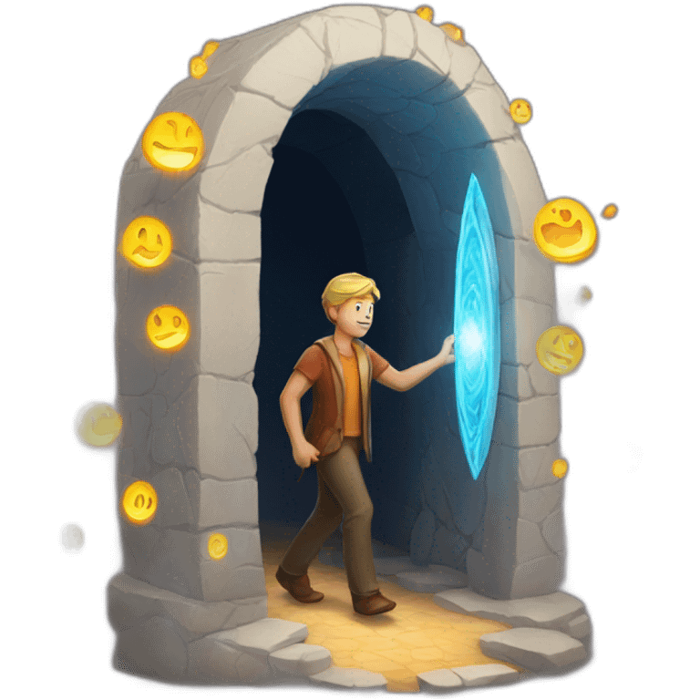 a man walking into a magical portal emoji