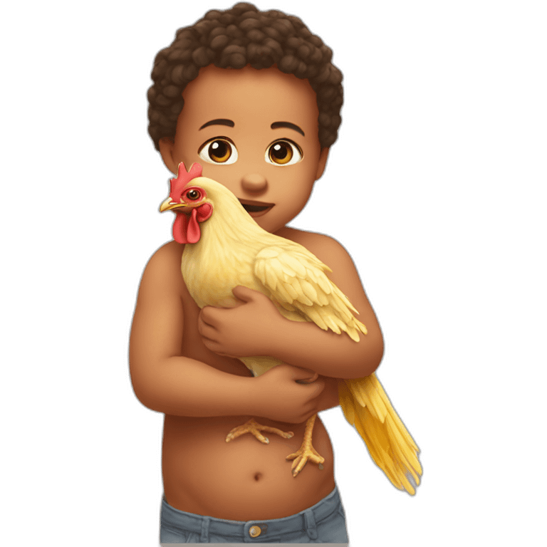 baby grabbing chicken by neck emoji