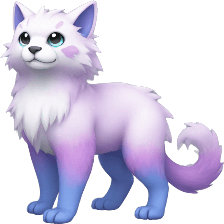 Cute cool white blue purple pink animal hybrid Fakemon full body emoji