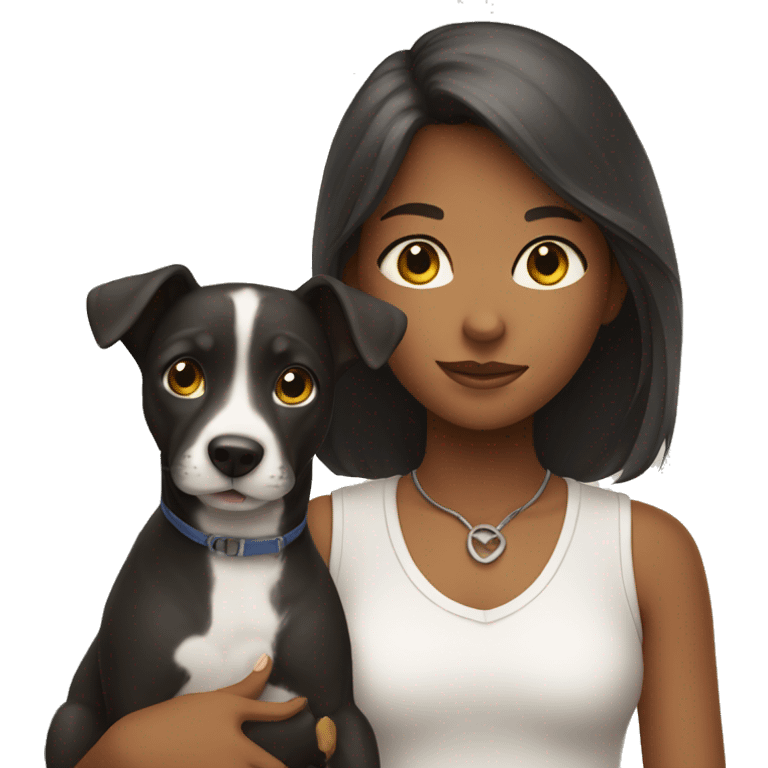 girl with pets looking at viewer emoji