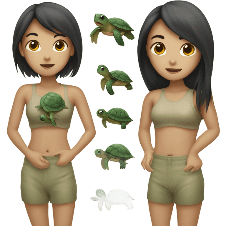 an asian girl but instead of a human body she has the body of a turtlw emoji