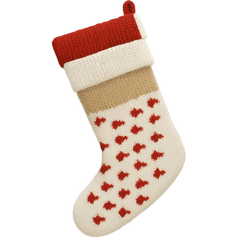 white and beige knit christmas stocking emoji