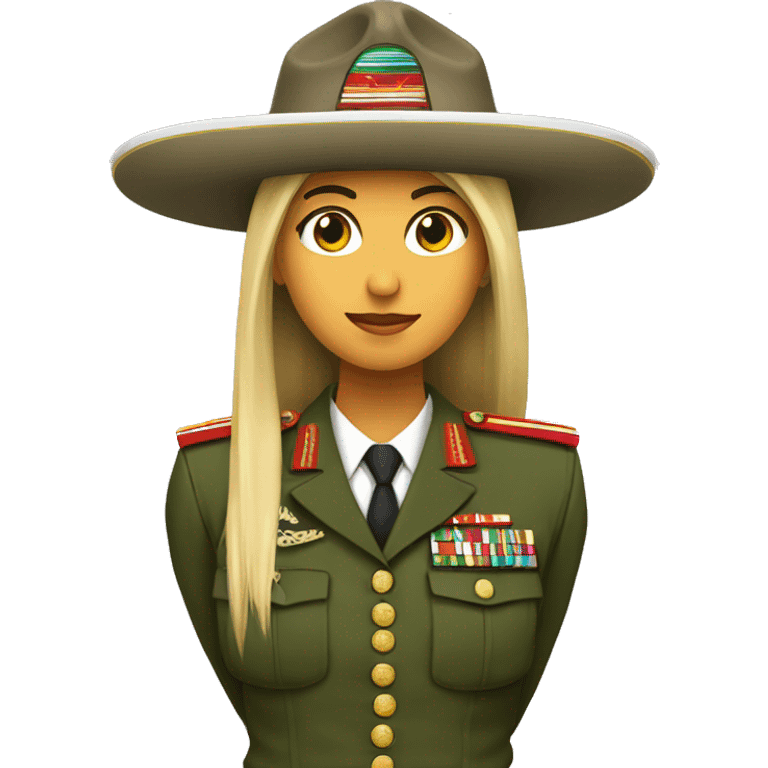 Female marine with long straight hair in a marine uniform wearing a mexican sombrero emoji