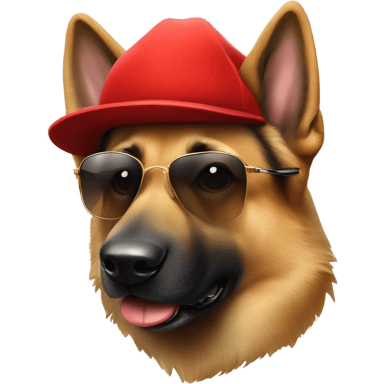 German shepherd sunglasses and red hat  emoji