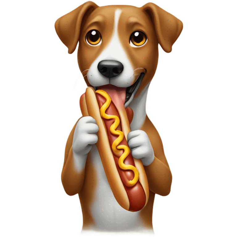 Dog eating a hot dog emoji