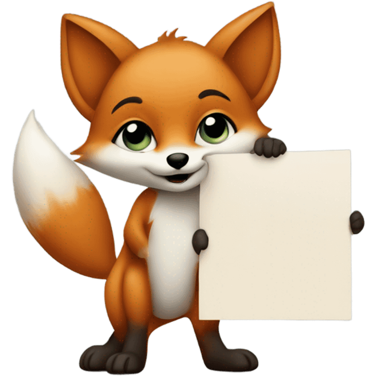 Baby fox with a blank sign emoji