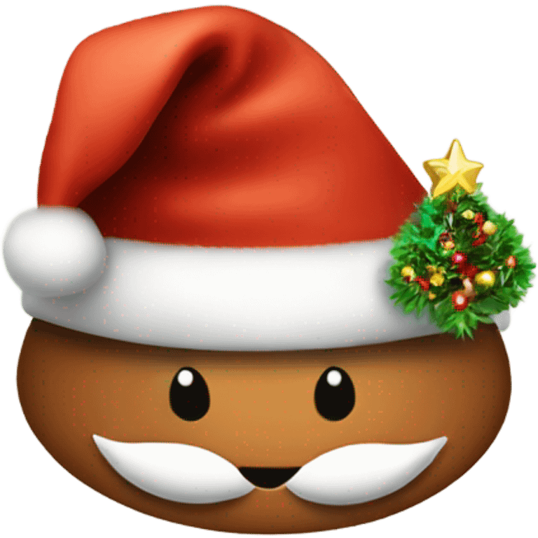 brown santa claus hat with shimmering garland emoji