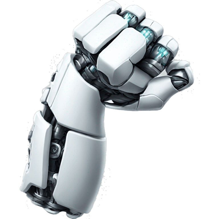 White mechanical cyborg arm and bicep emoji