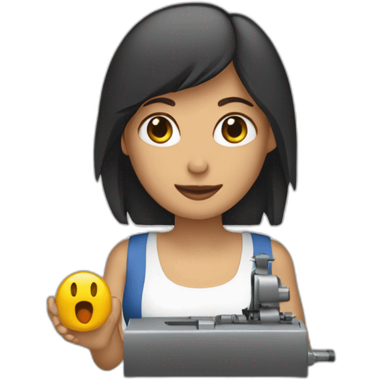 une femme qui a une machine sur sa main emoji