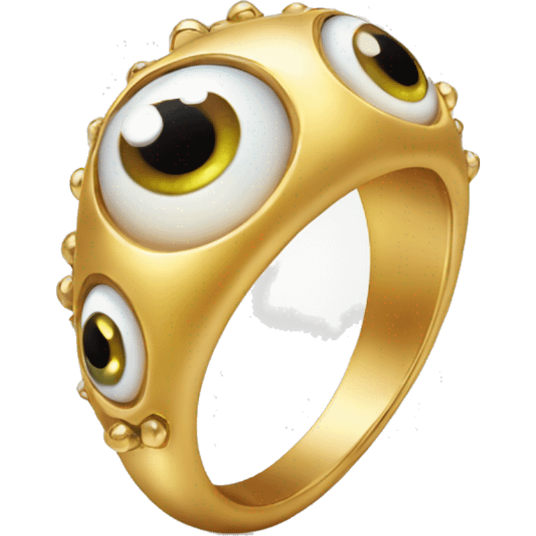 very thin gold ring studded with eyeballs emoji