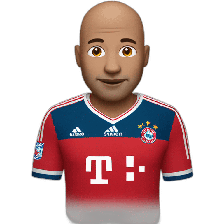 Bald guy with Bayern Munich jersey emoji