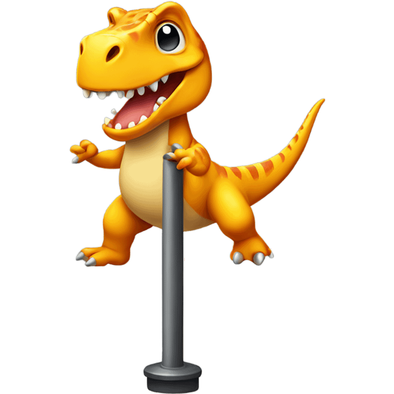 Dinosaur dancing on pole emoji