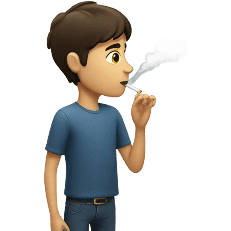 brunette boy smoking outside emoji