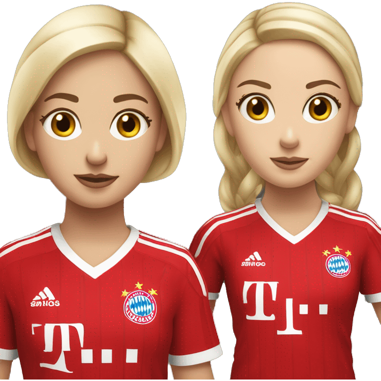 2 blonde girls in a Bayern Munich Trikot  emoji