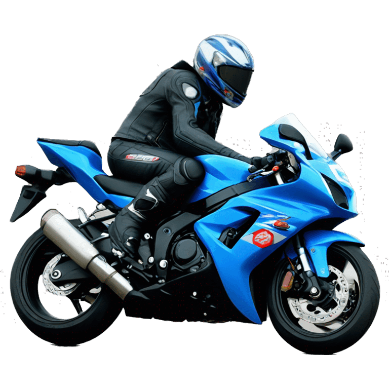 Motorbiker in Suzuki GSX-R 600 blue emoji