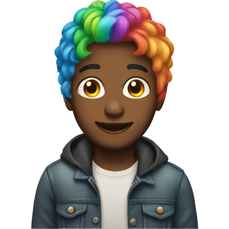 Make a boy with rainbow hair emoji