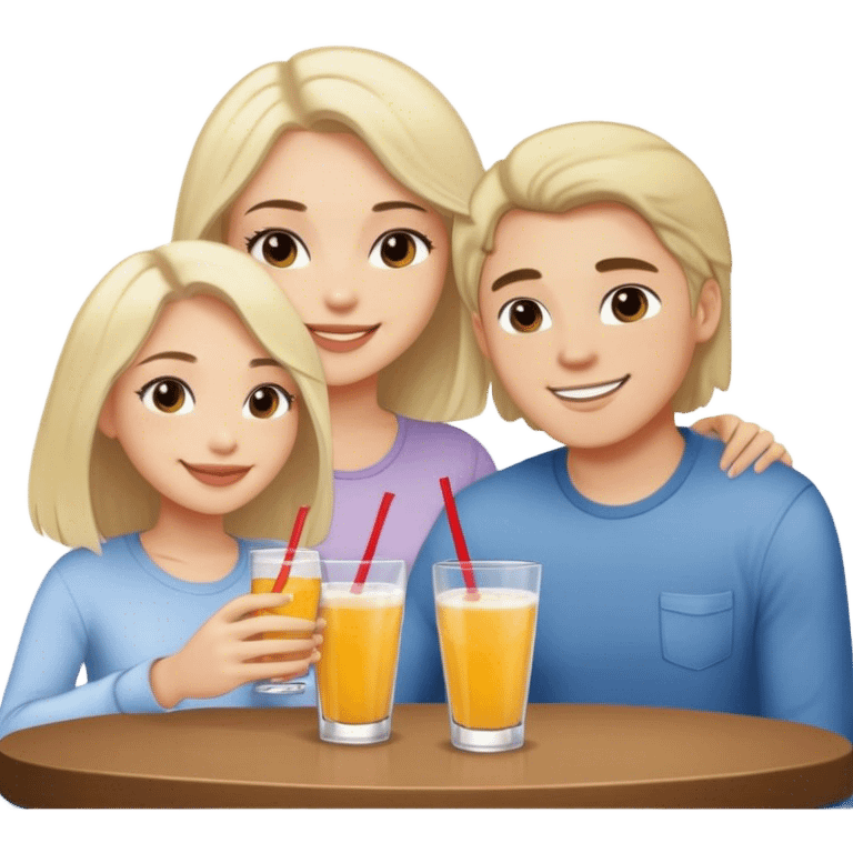 2 girls and a guy on a drinks date emoji