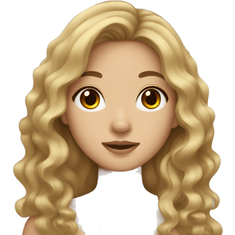 Dark blonde hair asian girl with wavy hair  emoji