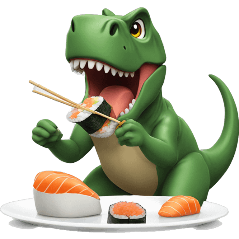 Trex eating sushi emoji