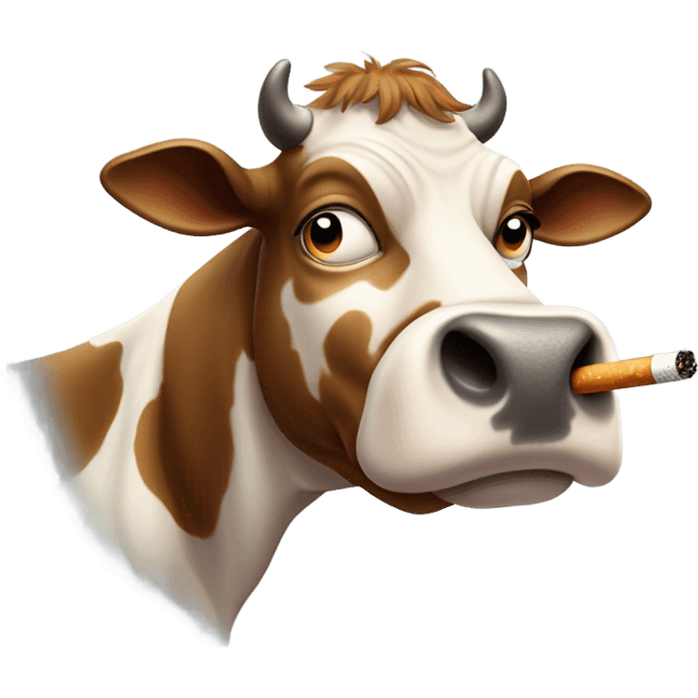 Cow smoking cigarette emoji