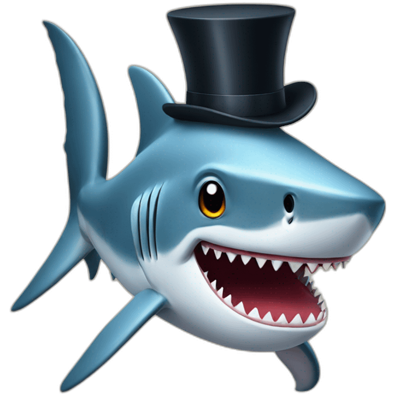 Shark with a top hat emoji