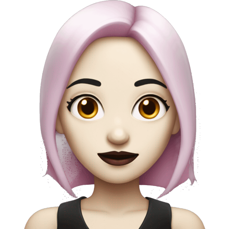 Female vampire with mixed black and pink hair and white skin emoji