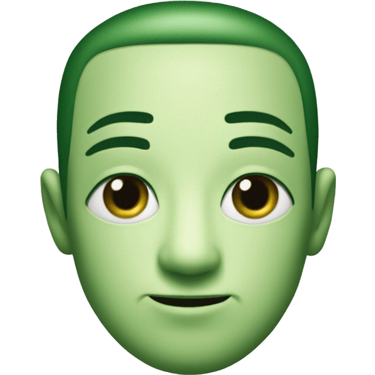 Square half green head winh black eyes emoji