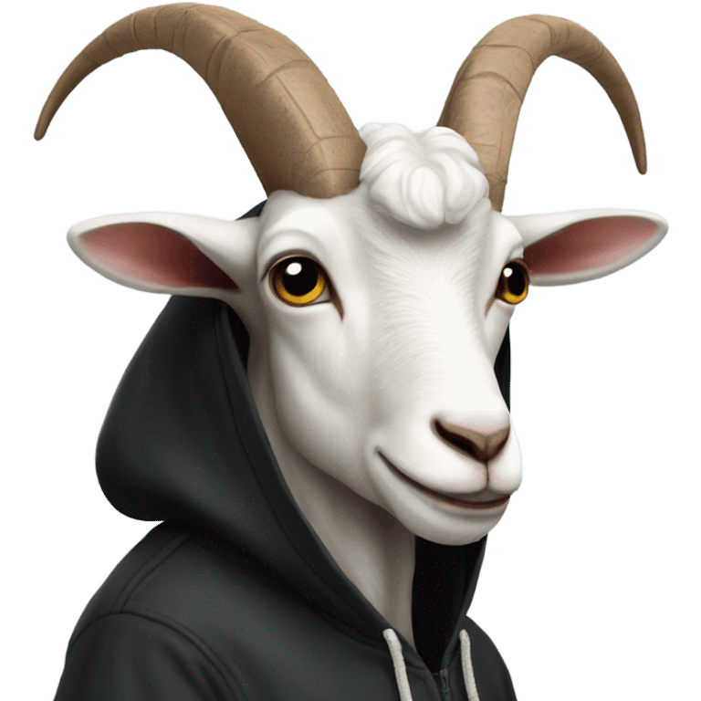 Goat with a big brain wearing black hoodie  emoji