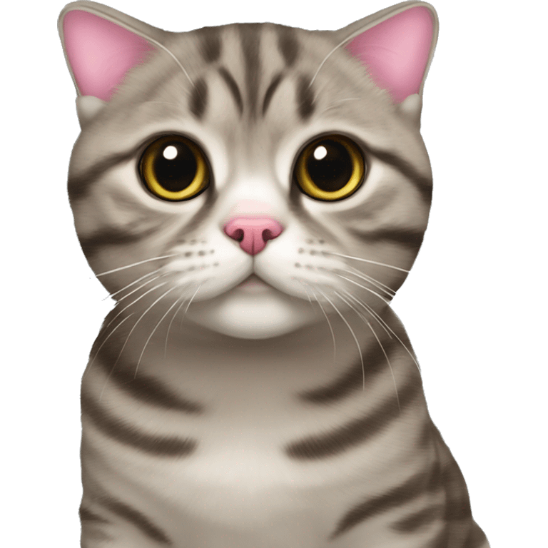 Tabby Scottish fold with pink nose emoji