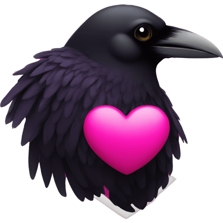 Raven in hot pink heart emoji