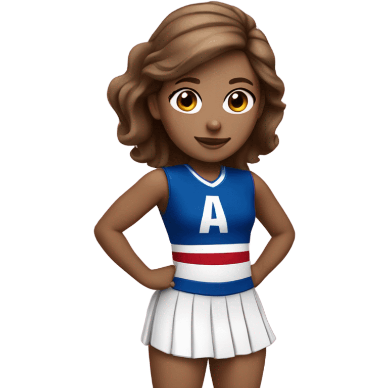 Light skin brown hair cheerleader wearing Red white and blue emoji