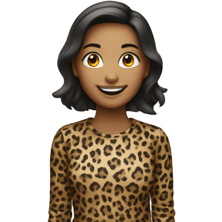 smiling girl in leopard print and no problem sign emoji