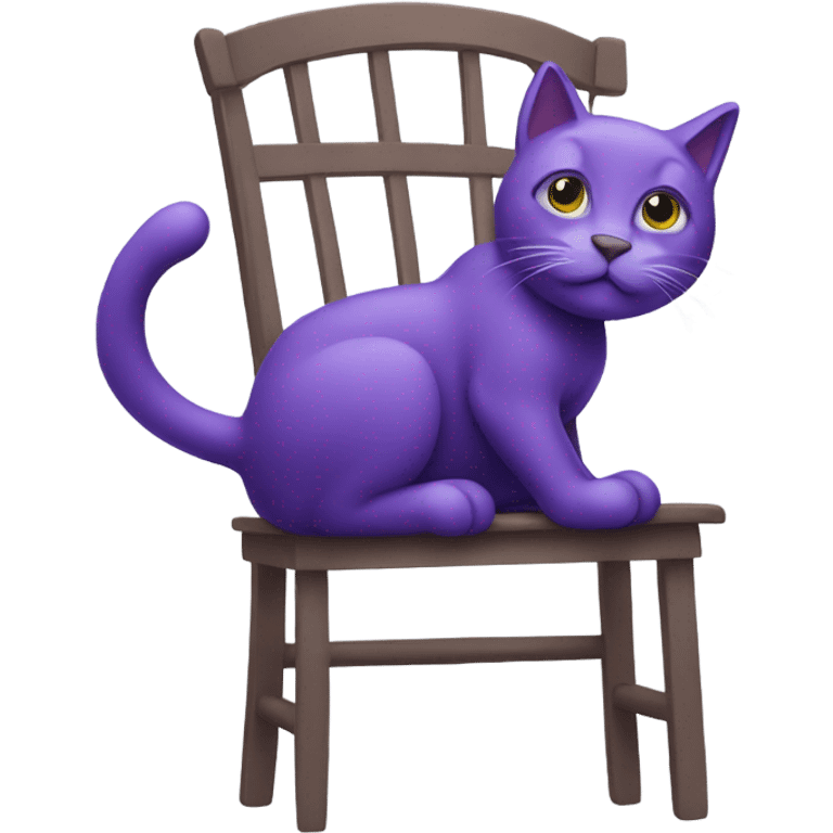 Purple cat climbing a chair  emoji