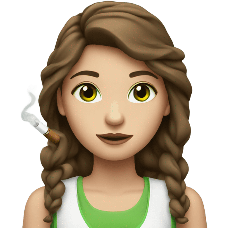 girl with brown hair and green eyes with electric cigarette  emoji