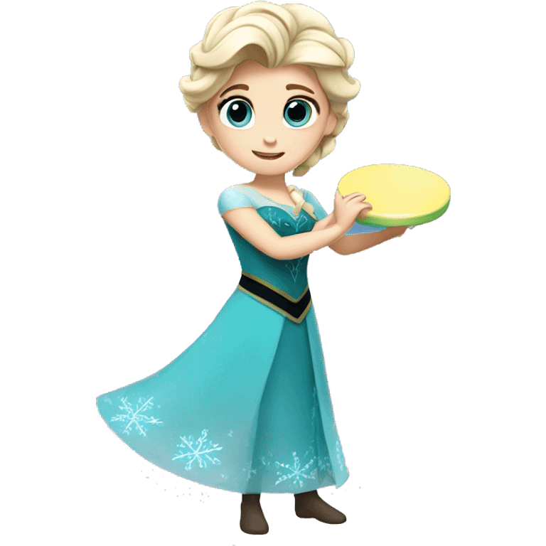 Elsa playing with a frisbee emoji