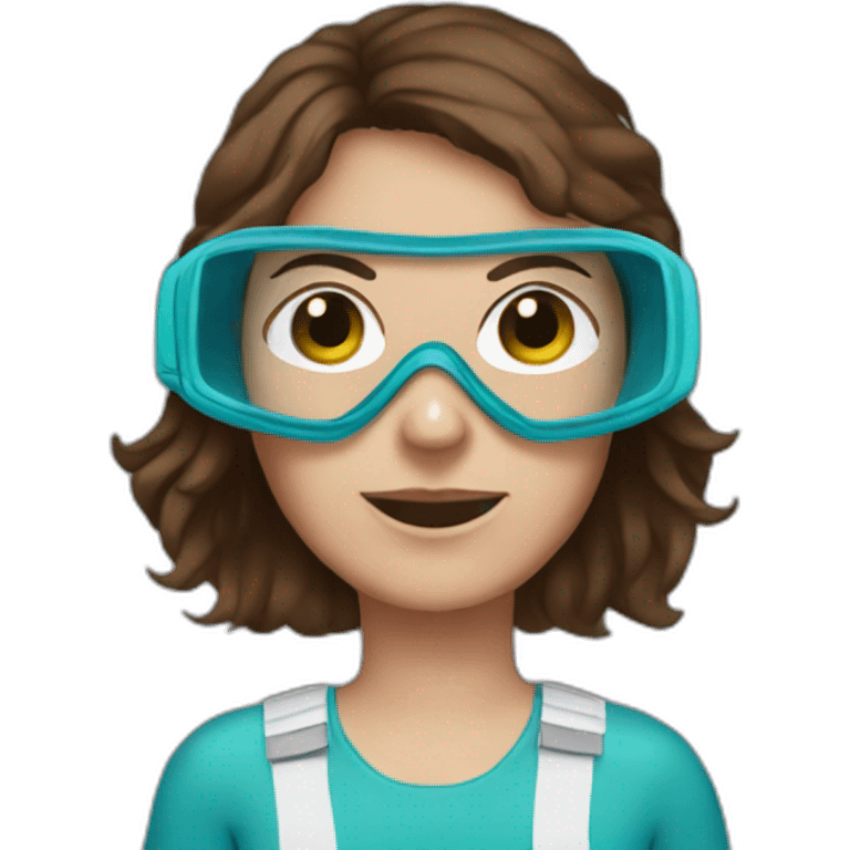 brown haired woman wearing mask and snorkel equipment emoji