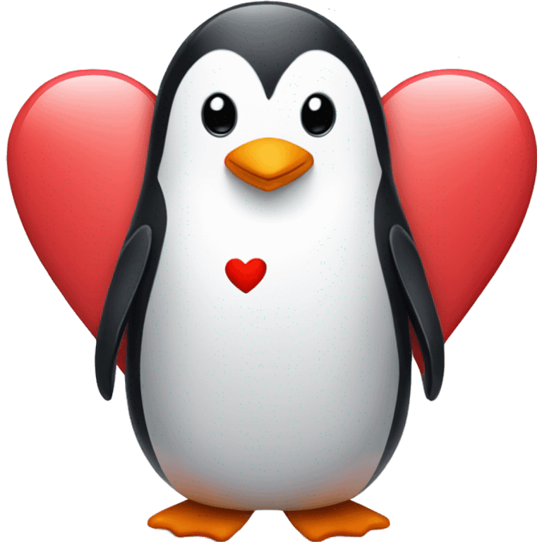 Sweet penguin wearing a heart board emoji