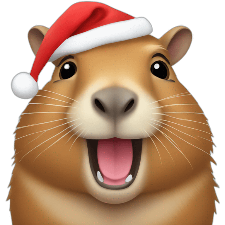 Capybara with christmas hat emoji