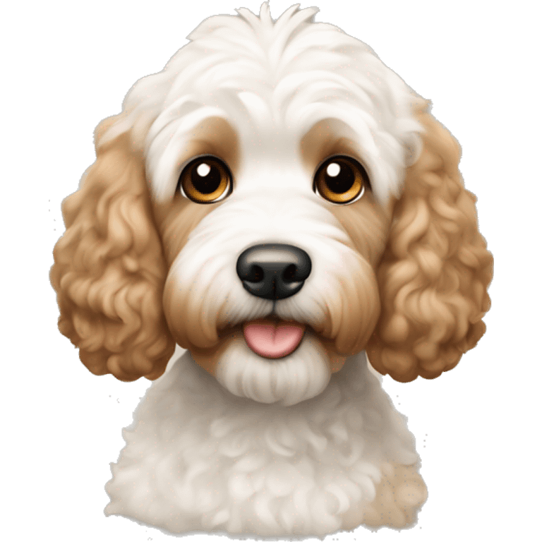 white and light brown cockapoo  emoji