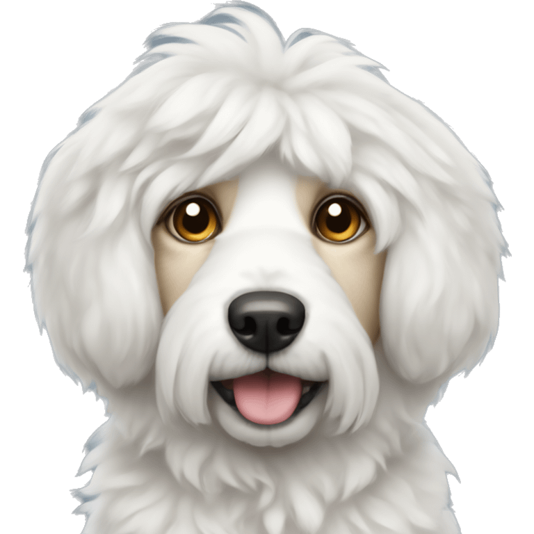 Fluffy white dog with triangular ears emoji