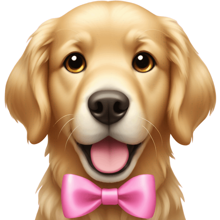 Cute golden retriever with a pink bow emoji