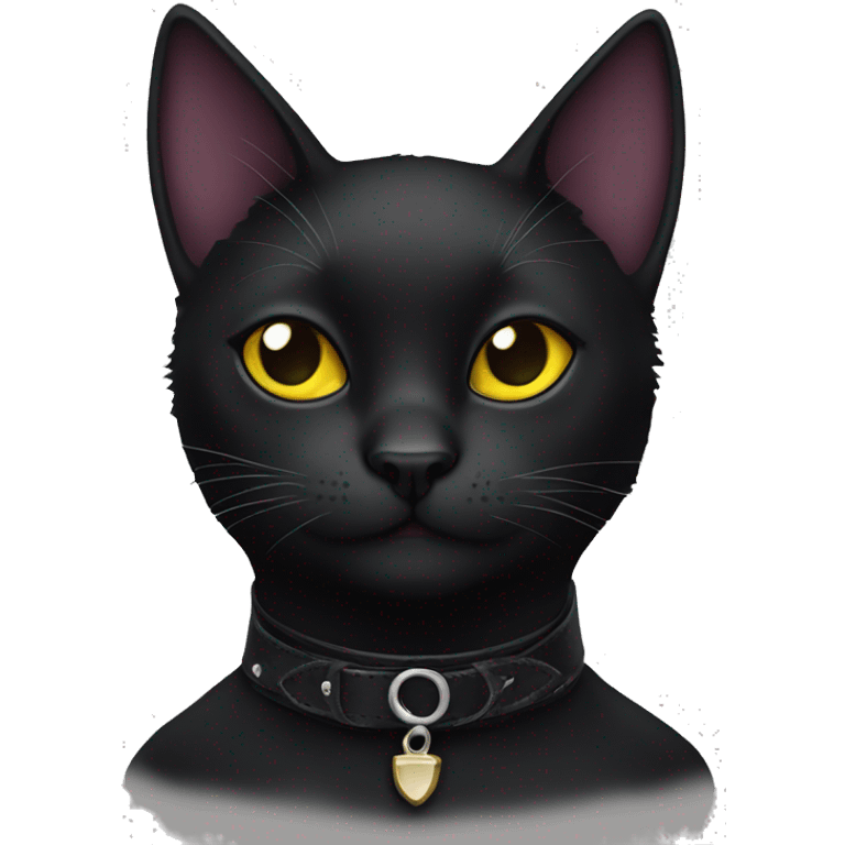 Black cat with goth collar emoji