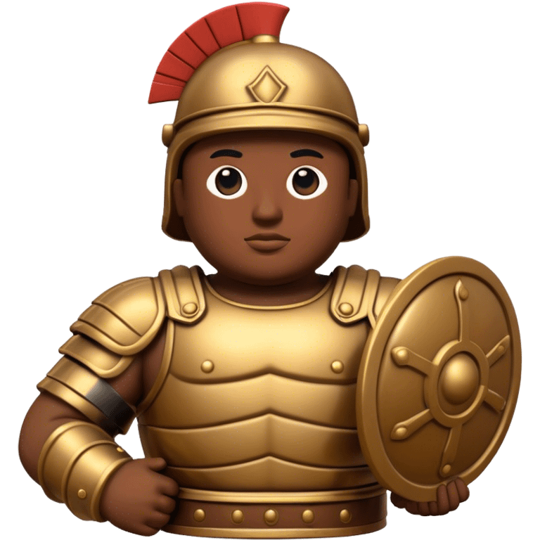 Botero Bronze Roman Soldier Landmark Emoji – Showcasing a stylized, rounded bronze Roman soldier sculpture. emoji